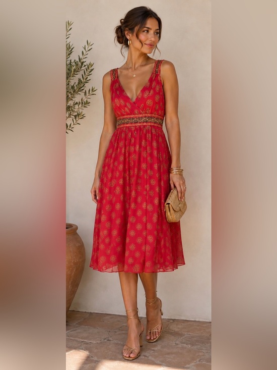 Robbie Bee Dresses & Skirts - Signature by Robbie Bee Silk midi dress beaded